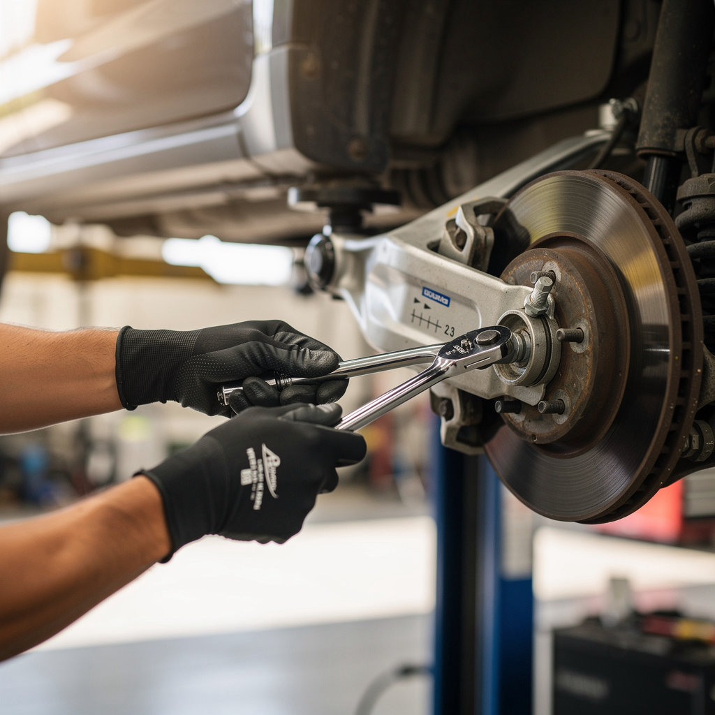 Eduardo's Alignment & Suspension technician using modern diagnostic equipment for precision alignment and suspension services in San Diego
